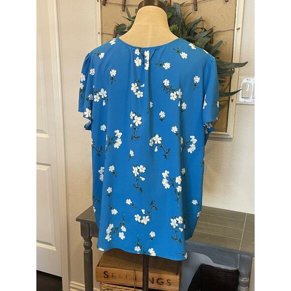HILARY RADLEY Blue floral Top size XXL 2XL - Picture 4 of 8